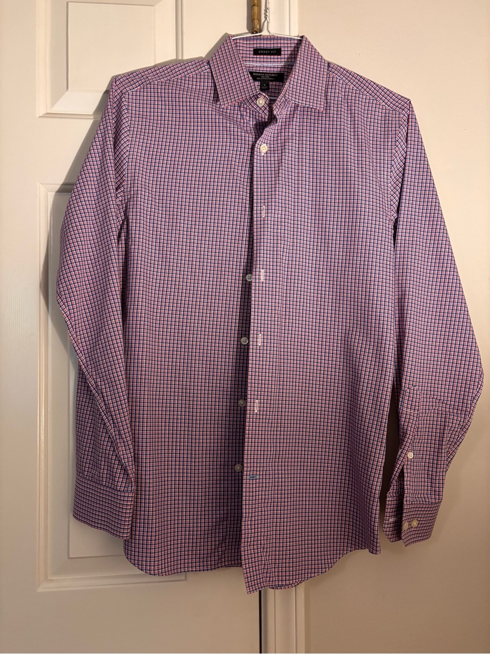 Banana Republic Red & Blue Micro-Check Dress Shirt